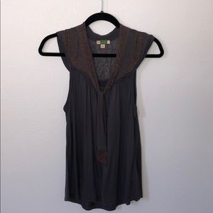 Grey tank with beading